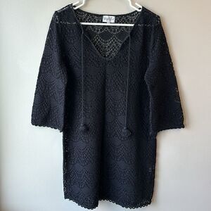 Mudpie swimsuit coverup black crochet small cotton and nylon